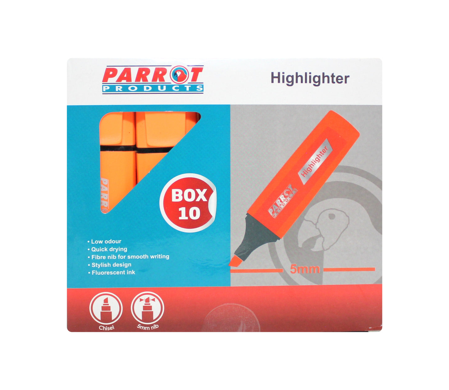 Parrot Marker Highlighter Box 10 Orange