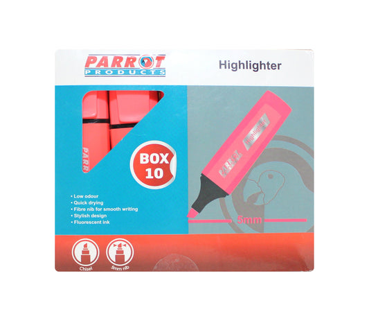 Parrot Marker Highlighter Box 10 Pink