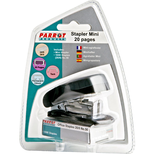 Parrot Stapler Plastic Mini Black + Staples (1000x26/6)