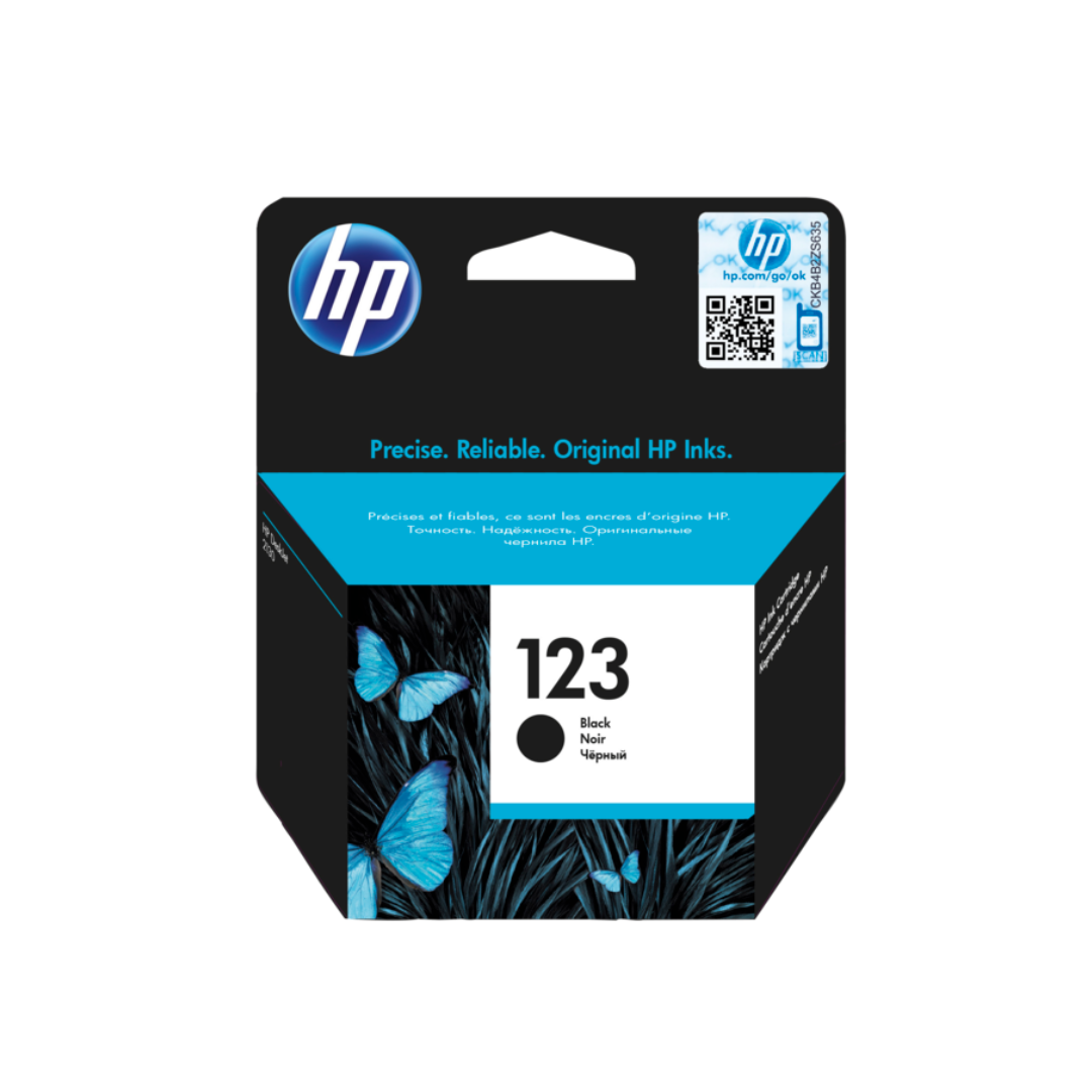 HP 123 Black Original Ink Cartridge. ~120 pages