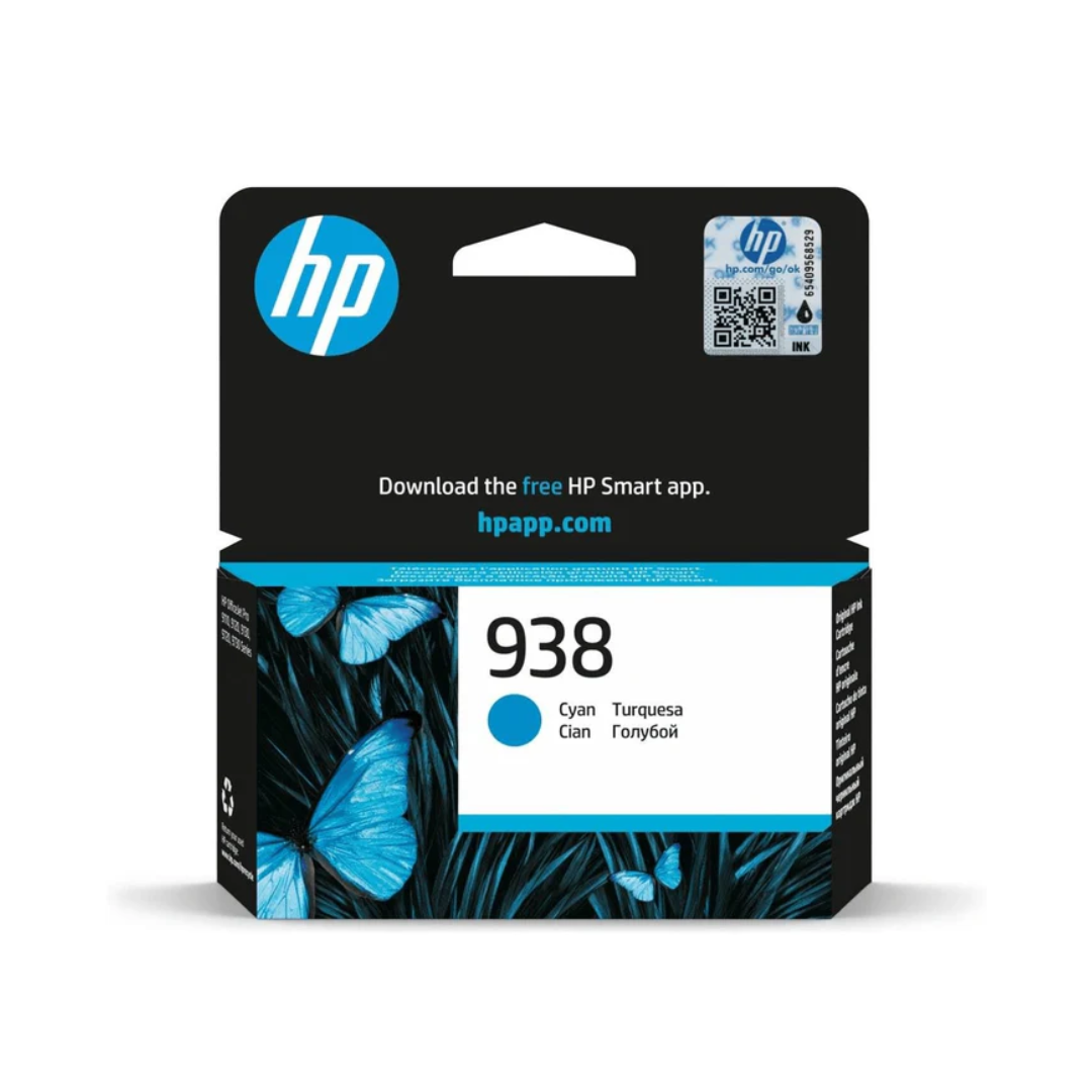 HP 938 Cyan Original Ink Cartridge. ~800 pages